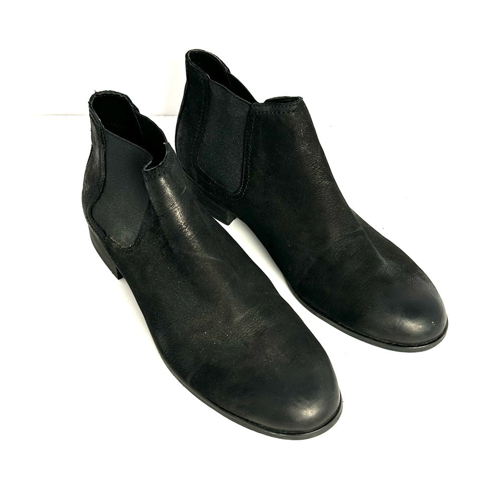 Frye Mallory Black Nubuck Leather Ankle Women Chelsea Flat Boots Size 10 M